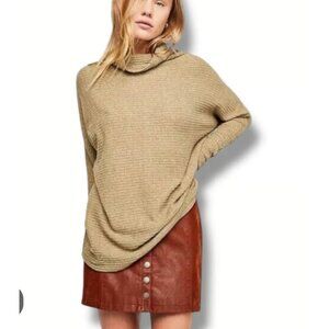 Free People We The Free Turtleneck Kitty Funnel Sweater Olive Green Ribbed XS